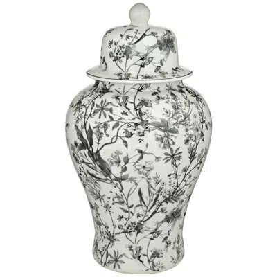 Dahlia Studios Prentiss 21" High Black And White Ceramic Ginger Jar With Lid
