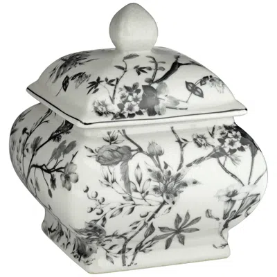 Dahlia Studios Prentiss 7 1/4" High Black And White Ceramic Ginger Jar With Lid