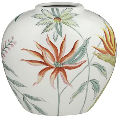 Dahlia Studios Sensei 13 1/4" Wide Red And White Ceramic Decorative Vase