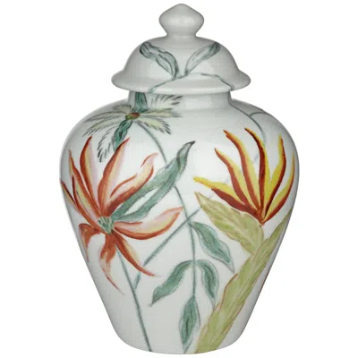 Dahlia Studios Sensei 13"h Red And White Ceramic Decorative Jar With Lid