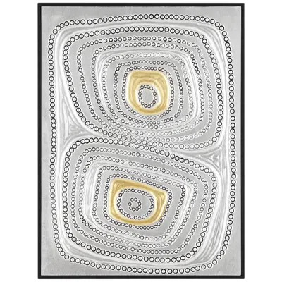 Dahlia Studios Shiny Silver Gold Dot 31 1/2" High Framed Wall Art