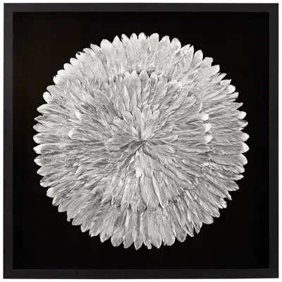 Dahlia Studios Silver Feathers 31 1/2" Square Modern Wall Art