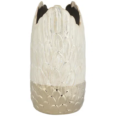 Dahlia Studios Spar 12" High Shiny Pearlized White Gold Decorative Vase
