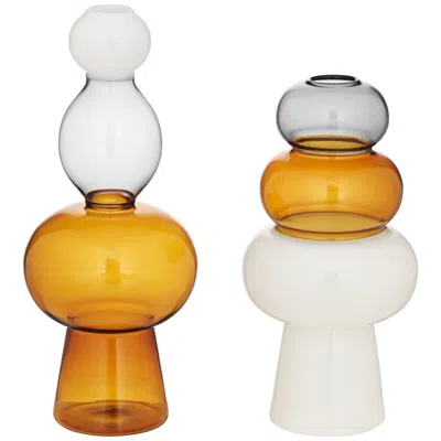 Dahlia Studios Tanger 10 1/4" Triple Amber Glass Vase Set Of 2