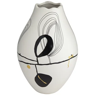 Dahlia Studios Tribeca 12 1/2" High Matte White Decorative Graphic Vase