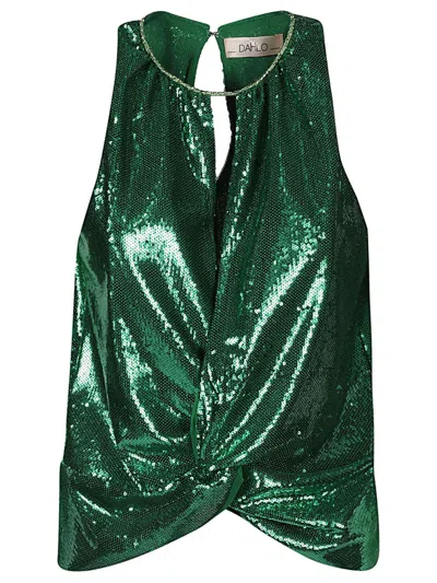 DAHLO DARK GREEN DARK GREEN SEQUIN CROPPED TOP