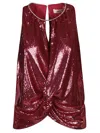 Dahlo Sequin Cropped Top In Maroon