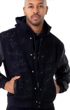 Dai Moda Affirmation Letterman Jacket In Black