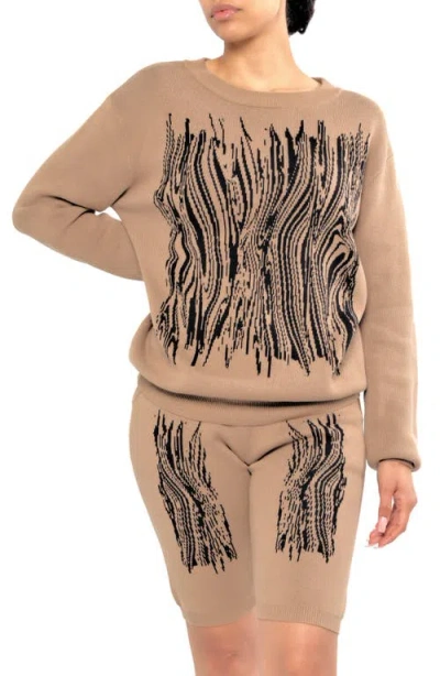 Dai Moda Caviar Crewneck Sweater In Brown