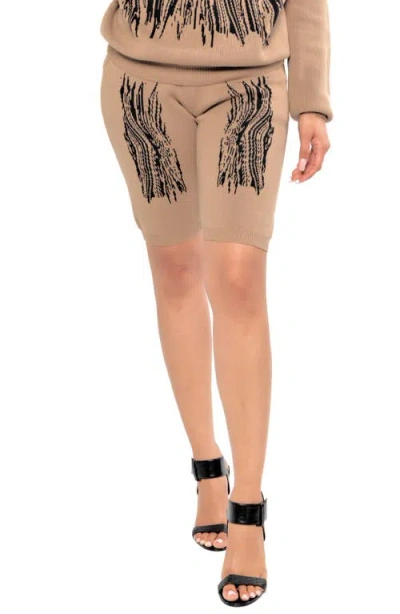 Dai Moda Caviar Sweater Shorts In Light Brown