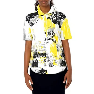 Dai Moda Clark Unity Abstract Print Short Sleeve Button-up Shirt In Multi
