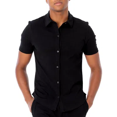 Dai Moda Cuba Short Sleeve Button Up Shirt In Black