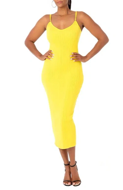 Dai Moda Draya Body-con Sweater Dress In Yellow