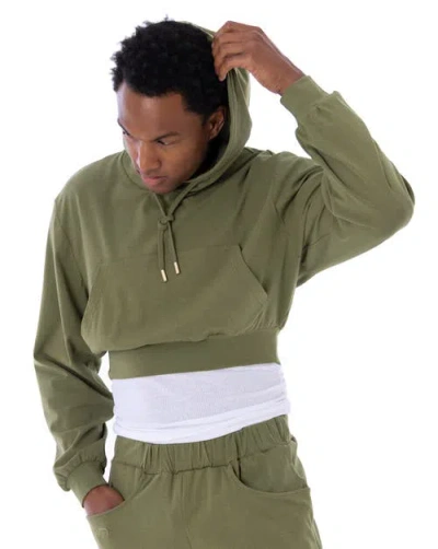 Dai Moda Eco Crop Workout Hoodie In Green