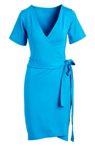 Dai Moda Jersey Wrap Dress In Blue