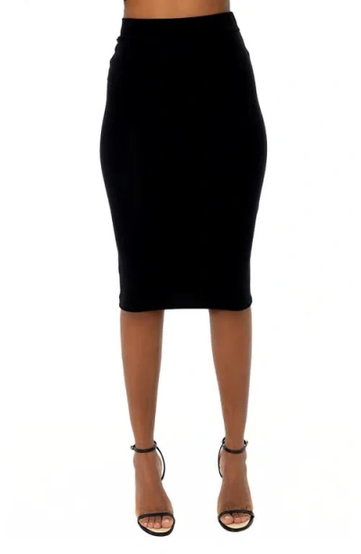 Dai Moda Kelli Stretch Modal Pencil Skirt In Black