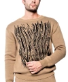 Dai Moda Mens' Caviar Embroidery Print Sweater In Black