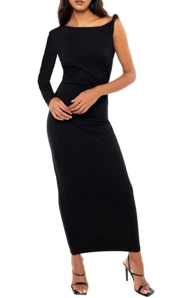 Dai Moda One-sleeve Maxi Dress In Black