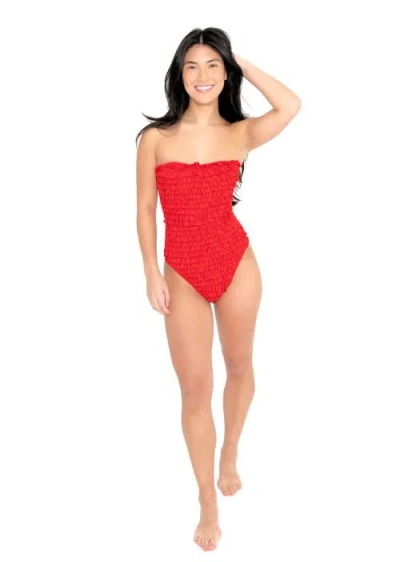 Dai Moda Ruffle Compression One Piece Bandeau Swimsuit