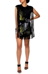 Dai Moda Unity Fringe Detail Minidress In Black