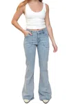 Daily Blue High Rise Bell Jeans In Lake In Blue