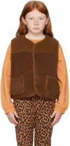Daily Brat Kids Brown Fuzzy Block Vest In Brown