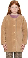 Daily Brat Kids Brown Oversized Bomber Jacket In Camel