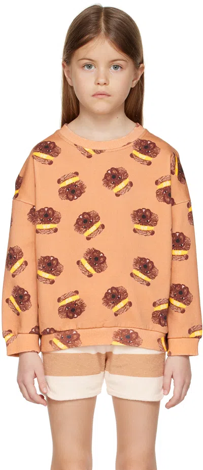 Daily Brat Kids Orange Fuzzy Wuzzy Sweatshirt In Pale Stone