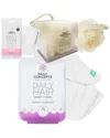 Daily Concepts Facial Scrubber, Scented Mesh Sponge & Hair Towel