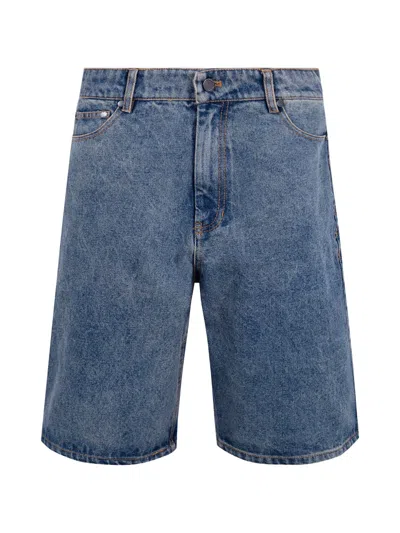 Daily Paper Compact Shield Embroidery Denim Shorts In Blue