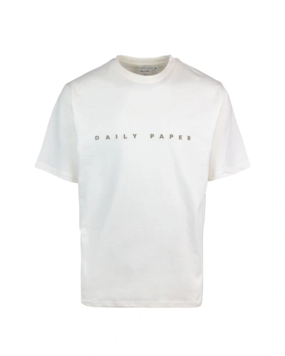 Daily Paper Alias T-shirt With Embroidered Logo In Egret Off White