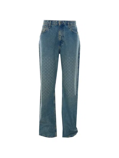 Daily Paper Amba Monogram-pattern Jeans In Blue