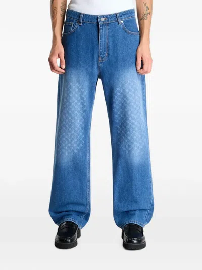 Daily Paper Amba Monogram-pattern Straight-leg Jeans In Blue