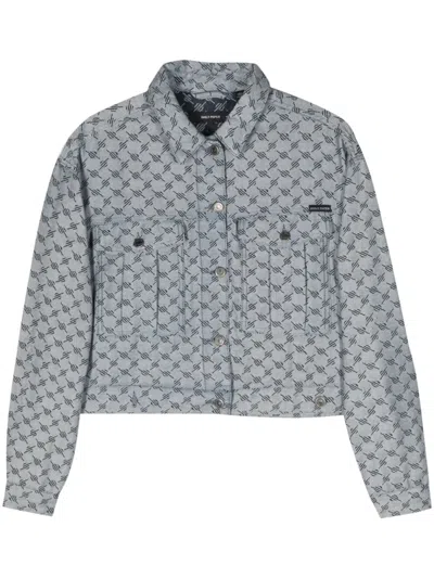 Daily Paper Avery Cropped Denim Jacket In Blue