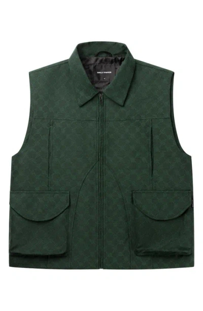 Daily Paper Benji Monogram Zip Vest In Pine Green