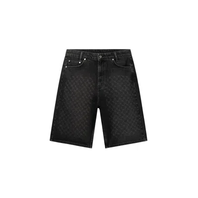 Daily Paper Bermuda  Laser Monogram Denim Shorts In Black