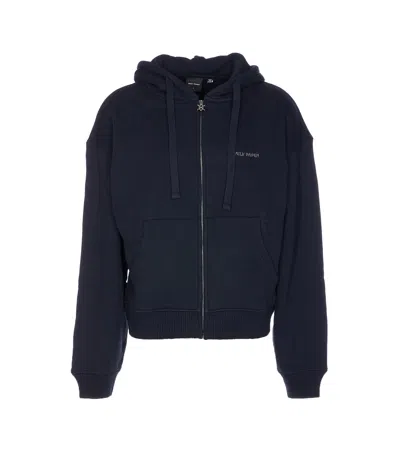 Daily Paper Blue Boxy Zip Up Hoodie In Black