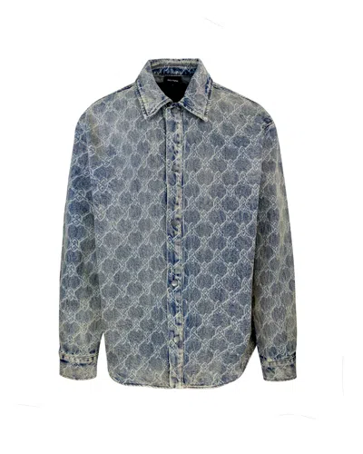 Daily Paper Camicia Blue Shield Laser Denim