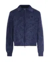 Daily Paper Mens Indigo Logo-patch Ribbed Knitted Cardigan Xl In Blue