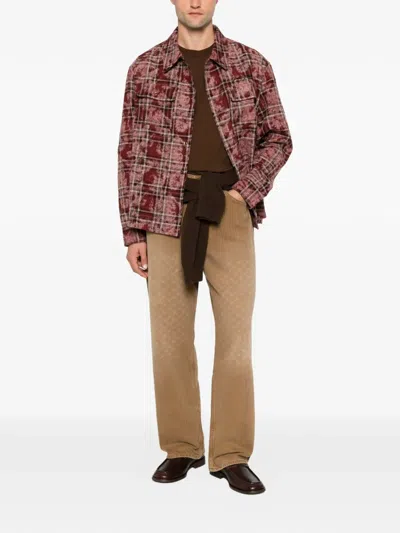 Daily Paper Check-pattern Washed-effect Shirt In Red