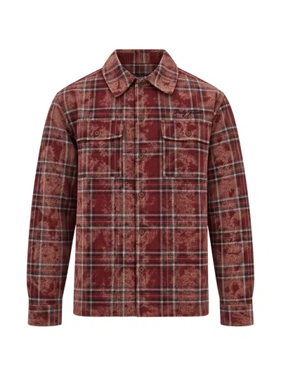 Daily Paper Check-print Acid-wash Shirt In Red