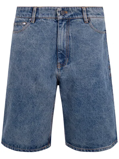 Daily Paper Compact Shield Embroidery Denim Shorts In Multi