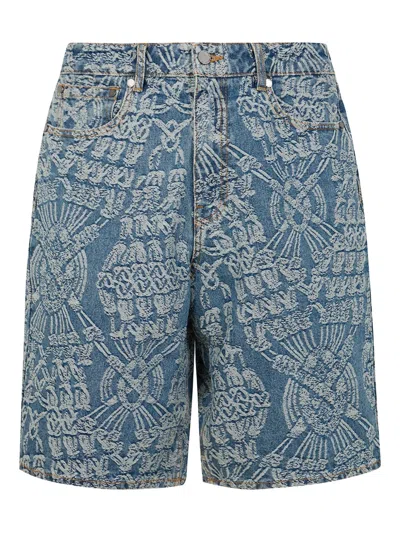 Daily Paper Macrame Denim Shorts In Multi