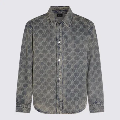 Daily Paper Dark Grey Blue Cotton Denim Jacket In Multicolor
