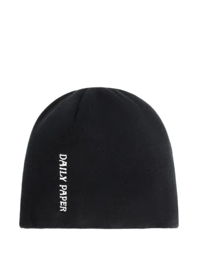 Daily Paper Dias Embroidered Beanie Hat In Black