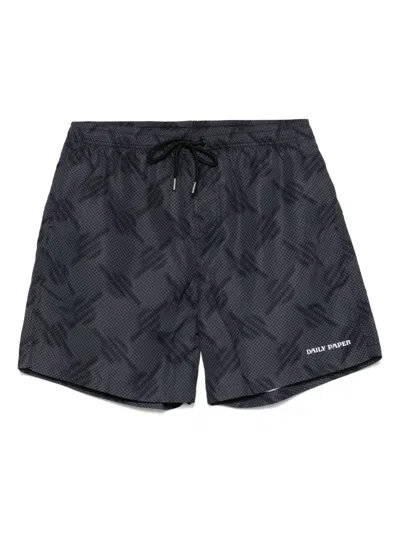 Daily Paper Dotted Swim Shorts In Black