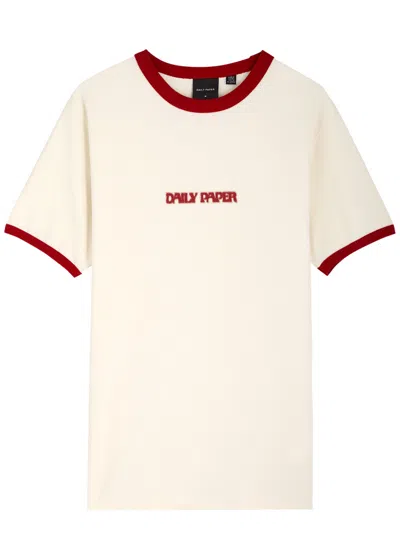 Daily Paper Dotted Type Logo Cotton T-shirt In Off White