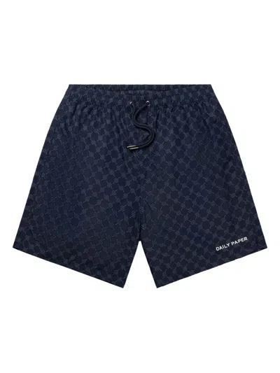 Daily Paper Drawstring-waist Swim Shorts In Blue