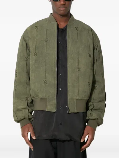 Daily Paper Embroidered Bomber Jacket In Green