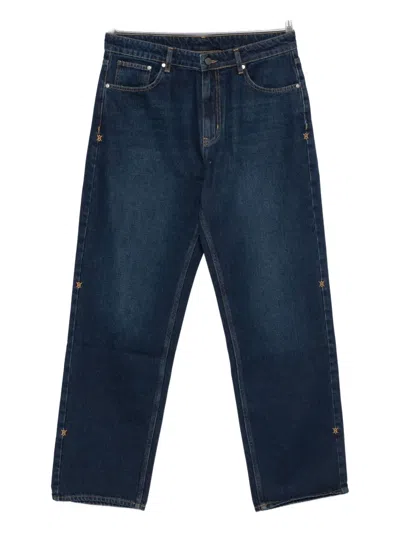Daily Paper Embroidered Side-detail Jeans In Blue